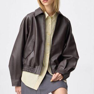 Classic Women's Brown Faux Leather Jacket
